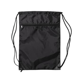 Denier Nylon Zippered Drawstring Backpack