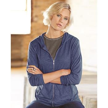 Women's Triblend Full-Zip Hooded Long Sleeve T-Shirt