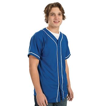 Wicking Mesh Button Front Jersey with Braid Trim