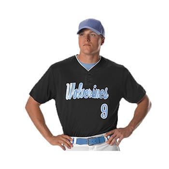 Two Button Mesh Baseball Jersey With Piping