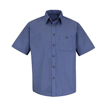 Mini-Plaid Uniform Short Sleeve Shirt - Long Sizes