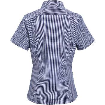 Women's Microcheck Gingham Short Sleeve Cotton Dress Shirt
